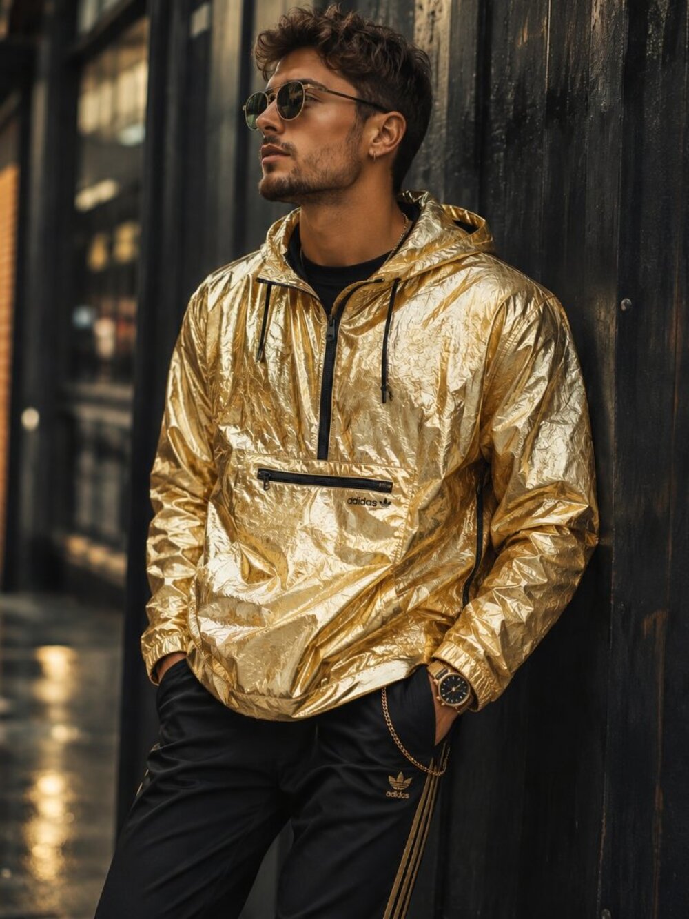 adidas Originals St Petersburg Pack Fontanka metallic jacket in gold sz M